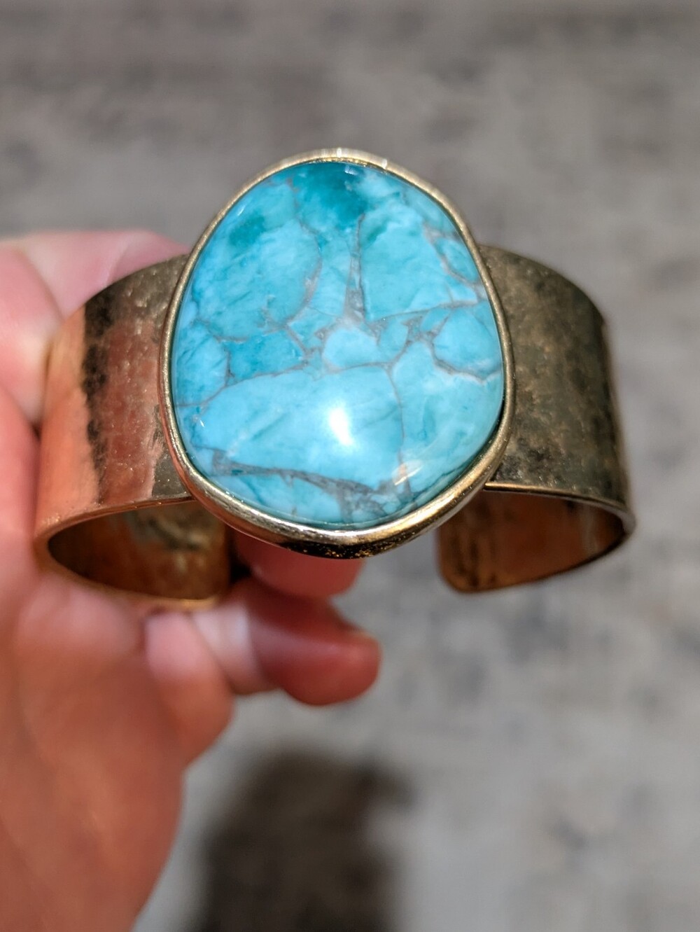 Banana Republic Factory Turquoise Stone Cuff Bracelet - Gold-Tone Accent